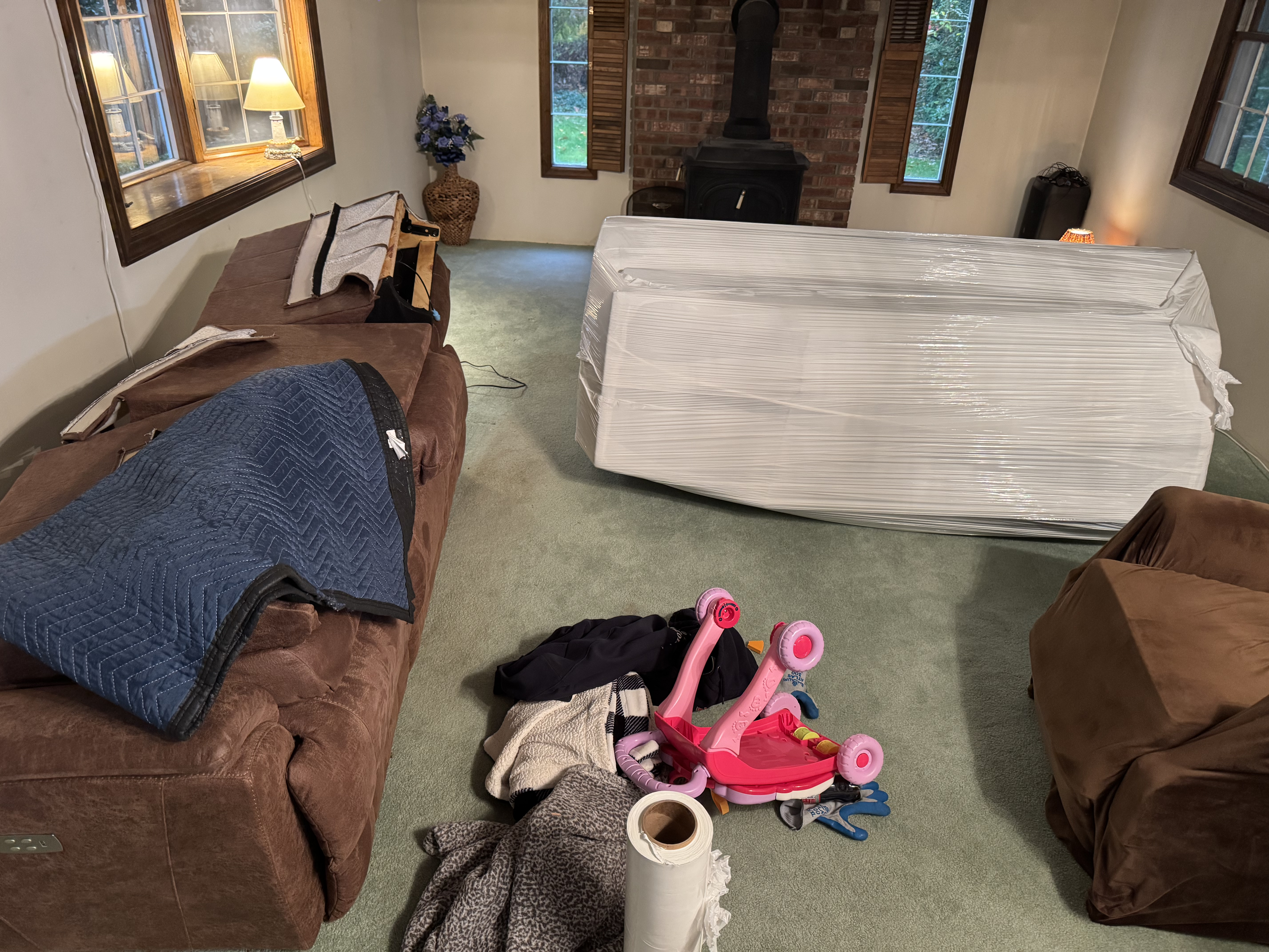 Professional moving blankets protecting furniture during South Jersey residential move